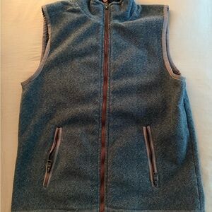 Blue Herringbone Vest with Zipper Pockets